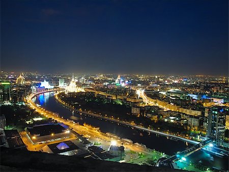 Moscow city center bird eye view. Visible hotel Ukraine, White House, tower 2000, Bagration bridge and Moscow river Stock Photo - Budget Royalty-Free & Subscription, Code: 400-04739178