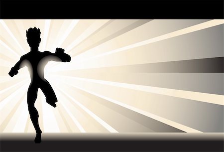 simsearch:400-05741668,k - Silhouette of superhero running to stop crime. Stock Photo - Budget Royalty-Free & Subscription, Code: 400-04730946