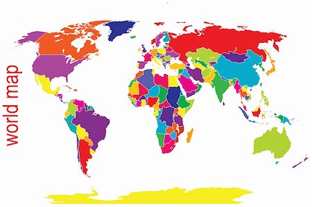 World map in bright tones Stock Photo - Budget Royalty-Free & Subscription, Code: 400-04731252
