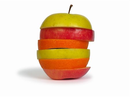 simsearch:400-05367726,k - Slices of apples and orange as one fruit. Isolated with clipping path. Stock Photo - Budget Royalty-Free & Subscription, Code: 400-04731523