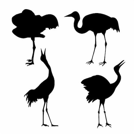 simsearch:400-05266074,k - vector silhouette of the cranes on white background Stock Photo - Budget Royalty-Free & Subscription, Code: 400-04732885