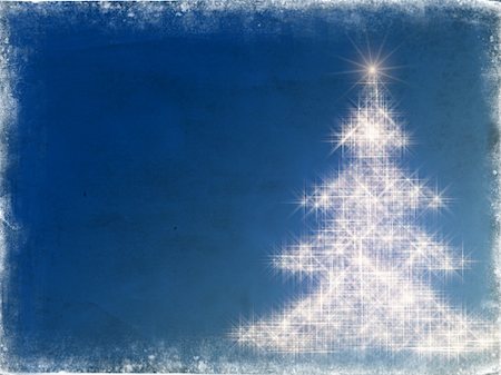 simsearch:400-05006261,k - shining christmas tree drawn by white lights over blue background with frame Stock Photo - Budget Royalty-Free & Subscription, Code: 400-04732906