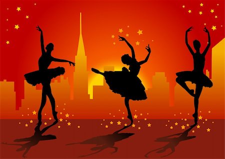 simsearch:400-04255721,k - Vector illustration of three ballet dancers with stars and on background Stock Photo - Budget Royalty-Free & Subscription, Code: 400-04733543