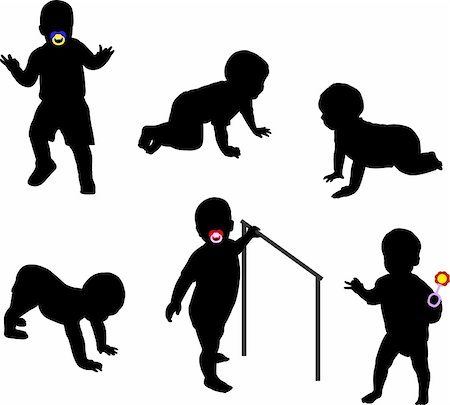 simsearch:400-04847852,k - babies silhouettes - vector Stock Photo - Budget Royalty-Free & Subscription, Code: 400-04744670