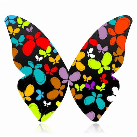 simsearch:400-04259527,k - illustration of butterfly formed by several colorful butterflies Stock Photo - Budget Royalty-Free & Subscription, Code: 400-04744950