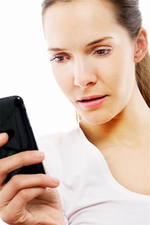 simsearch:400-04398921,k - young woman with smart phone on white background studio Stock Photo - Budget Royalty-Free & Subscription, Code: 400-04746026