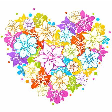 simsearch:400-04258201,k - Colorful floral heart Foto de stock - Super Valor sin royalties y Suscripción, Código: 400-04746637