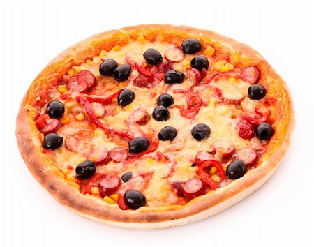 simsearch:400-04479187,k - Tasty Italian pizza over white  . View from above Stock Photo - Budget Royalty-Free & Subscription, Code: 400-04746734