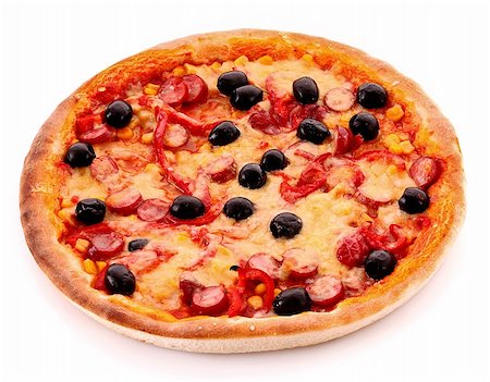 simsearch:400-04479187,k - Tasty Italian pizza over white  . View from above Stock Photo - Budget Royalty-Free & Subscription, Code: 400-04746733