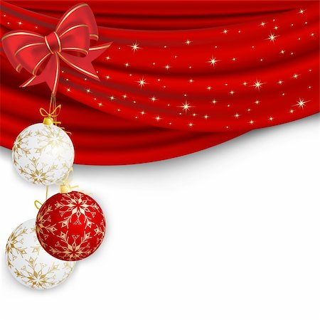 red and gold fabric for curtains - Christmas background with red curtain and ball Stock Photo - Budget Royalty-Free & Subscription, Code: 400-04747676