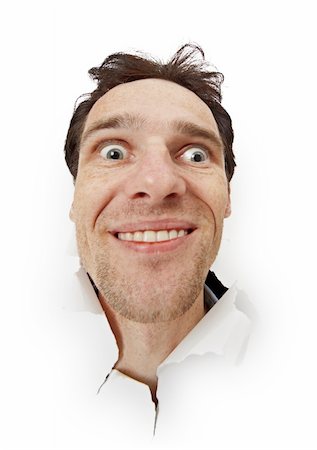 simsearch:400-04748544,k - Crazy funny man opened his eyes isolated on a white background Stock Photo - Budget Royalty-Free & Subscription, Code: 400-04748544