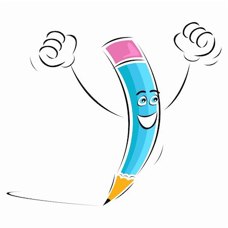 simsearch:400-06109415,k - illustration of pencil character giving winning expression Stock Photo - Budget Royalty-Free & Subscription, Code: 400-04748791