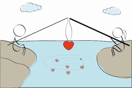 simsearch:400-04121488,k - illustration of couple fishing heart Foto de stock - Super Valor sin royalties y Suscripción, Código: 400-04748806