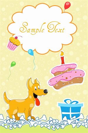 simsearch:673-03826592,k - illustration of birthday card with puppy,cake and gift Stock Photo - Budget Royalty-Free & Subscription, Code: 400-04748814