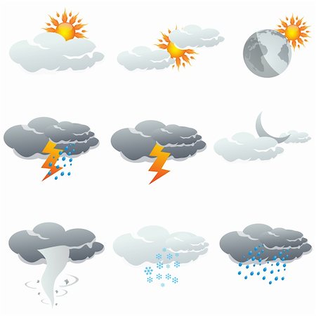 illustration of set of clouds showing different weather Stock Photo - Budget Royalty-Free & Subscription, Code: 400-04748828