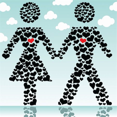 simsearch:400-07216352,k - vector illustration of a couple in love Photographie de stock - Aubaine LD & Abonnement, Code: 400-04741100