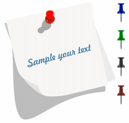 simsearch:400-04560382,k - Blank memo paper with colorful pins. Vector Stock Photo - Budget Royalty-Free & Subscription, Code: 400-04742825