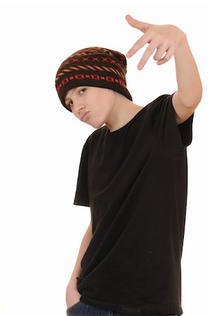 simsearch:400-04505681,k - The teenager in a black vest and a hat isolated on white background Stock Photo - Budget Royalty-Free & Subscription, Code: 400-04743860