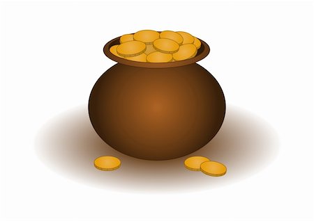 simsearch:400-04365987,k - Riches symbol: the clay pot filled with gold coins Photographie de stock - Aubaine LD & Abonnement, Code: 400-04754270