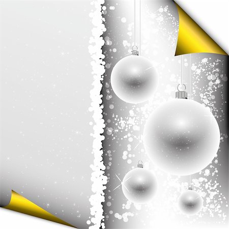 ribbon curl white background gold - Christmas background with black and white baubles and copy space Foto de stock - Super Valor sin royalties y Suscripción, Código: 400-04756529