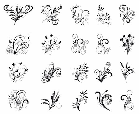 simsearch:400-05706564,k - Set of floral design elements. Vector illustration. Vector art in Adobe illustrator EPS format, compressed in a zip file. The different graphics are all on separate layers so they can easily be moved or edited individually. The document can be scaled to any size without loss of quality. Stock Photo - Budget Royalty-Free & Subscription, Code: 400-04756537