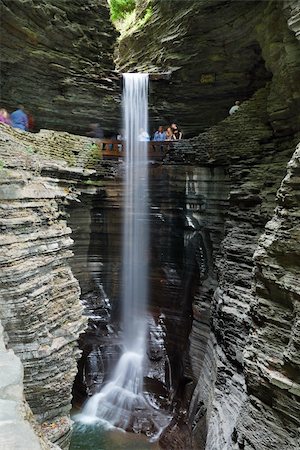 simsearch:400-05718920,k - Waterfall closeup in woods with rocks and stream in Watkins Glen state park in New York State Stock Photo - Budget Royalty-Free & Subscription, Code: 400-04758185