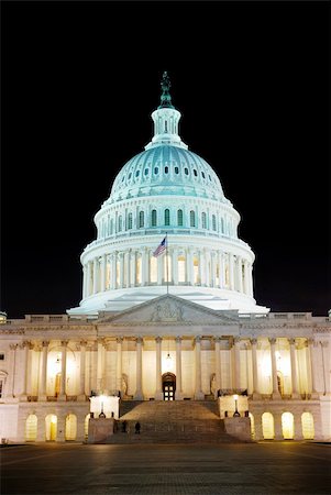 Capitol hill building at night illuminated with light, Washington DC. Stock Photo - Budget Royalty-Free & Subscription, Code: 400-04758289