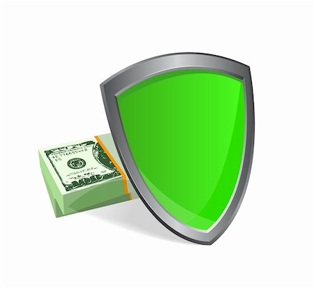 firewall white guard - money shield isolated on white background. security concept Stock Photo - Budget Royalty-Free & Subscription, Code: 400-04758870