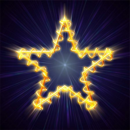 simsearch:400-05006261,k - golden christmas star with spiral over blue background with lights and rays Stock Photo - Budget Royalty-Free & Subscription, Code: 400-04758871