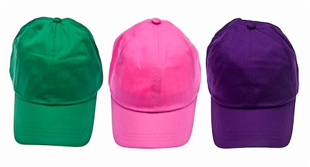 simsearch:400-04263565,k - Trio of Colorful Baseball Caps Isolated on White with a Clipping Path. Stock Photo - Budget Royalty-Free & Subscription, Code: 400-04758900