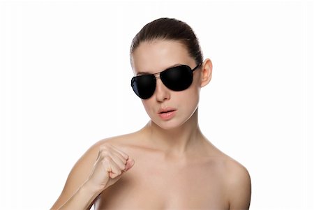 simsearch:400-04836564,k - Portrait of glamour woman in sunglasses. Isolated on white background Stock Photo - Budget Royalty-Free & Subscription, Code: 400-04759941