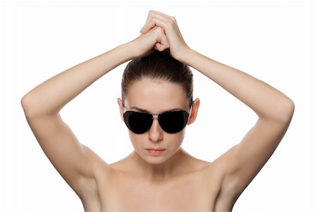 simsearch:400-04836564,k - Portrait of glamour woman in sunglasses. Isolated on white background Stock Photo - Budget Royalty-Free & Subscription, Code: 400-04759943