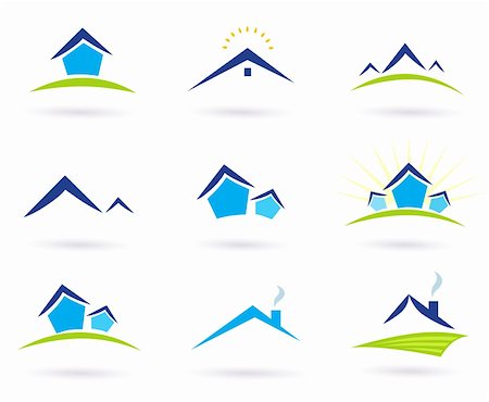 simsearch:400-05891430,k - Collection of green and blue real estate icons. Vector format. Stock Photo - Budget Royalty-Free & Subscription, Code: 400-04750772