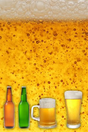 simsearch:400-04083275,k - Pints and bottles of beer on beer close-up background Stock Photo - Budget Royalty-Free & Subscription, Code: 400-04752464