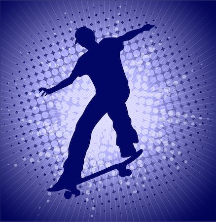 simsearch:400-05737917,k - skater on the abstract blue background - vector Stock Photo - Budget Royalty-Free & Subscription, Code: 400-04753464