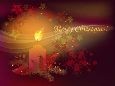 simsearch:400-05693036,k - Decorative romantic Christmas background with candle, vector illustration. Stock Photo - Budget Royalty-Free & Subscription, Code: 400-04753769