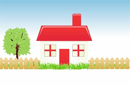 simsearch:400-04786259,k - illustration of natural home with tree and grass Stock Photo - Budget Royalty-Free & Subscription, Code: 400-04764072