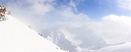 extreme skiing cliff - general view on Caucasus mountains. Russian Federation Stock Photo - Budget Royalty-Free & Subscription, Code: 400-04764117