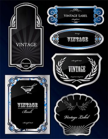 simsearch:400-05904254,k - Decorative black silver frames labels . Vector illustration Stock Photo - Budget Royalty-Free & Subscription, Code: 400-04765054