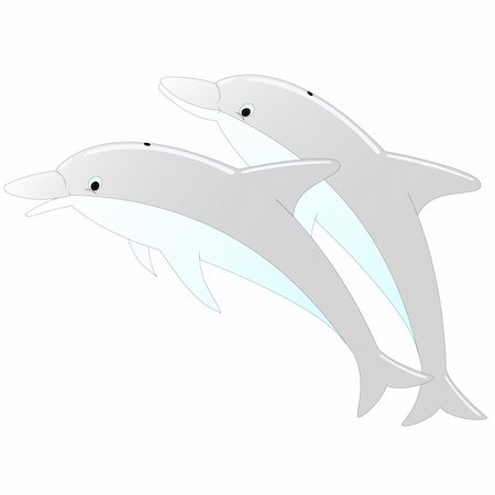 Vector illustration of two dolphins on an isolated white background Stock Photo - Budget Royalty-Free & Subscription, Code: 400-04766092