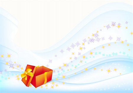 New Year's holiday gift of an orange background with snowflakes and stars Stock Photo - Budget Royalty-Free & Subscription, Code: 400-04766665