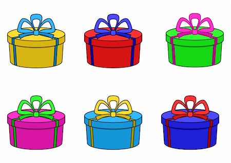 simsearch:400-04263617,k - Isolated boxes with celebratory gifts, round, multi-coloured Photographie de stock - Aubaine LD & Abonnement, Code: 400-04766720