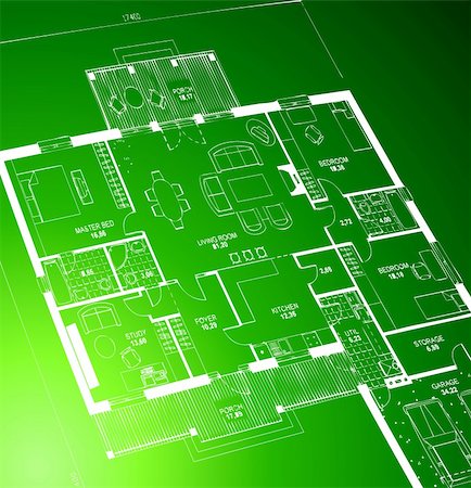 simsearch:400-05663407,k - Vector of a blueprint plan illustration green Foto de stock - Super Valor sin royalties y Suscripción, Código: 400-04766793