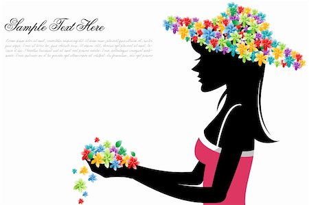 illustration of floral lady on white background Stock Photo - Budget Royalty-Free & Subscription, Code: 400-04767206