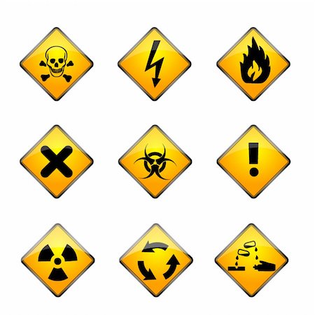 exploding electricity - illustration of set of warning icons on white background Stock Photo - Budget Royalty-Free & Subscription, Code: 400-04767229
