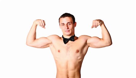 simsearch:400-05361704,k - handsome guy is flexing muscles on white Stock Photo - Budget Royalty-Free & Subscription, Code: 400-04767415