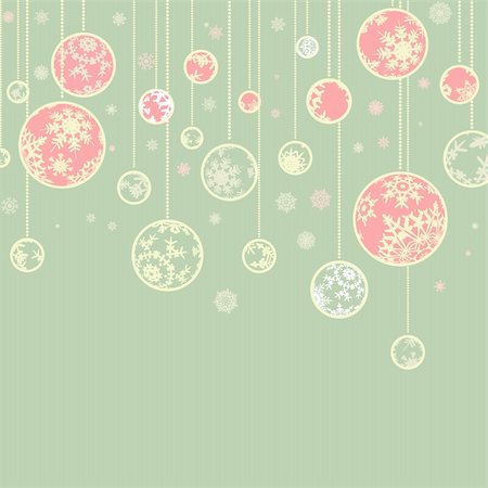 simsearch:400-05707989,k - Retro christmas template with ball and snowflakes for vintage card design. EPS 8 vector file included Stock Photo - Budget Royalty-Free & Subscription, Code: 400-04767427