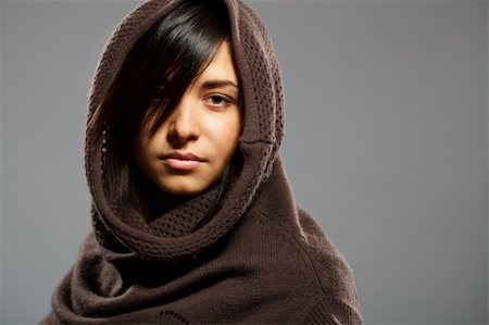 sensitive - Portrait of fashionable  woman with hood Stock Photo - Budget Royalty-Free & Subscription, Code: 400-04767449