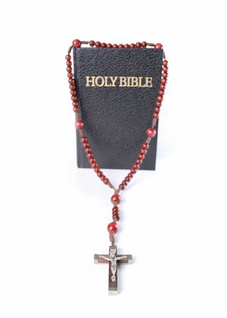 Bible and  beads on white background Stock Photo - Budget Royalty-Free & Subscription, Code: 400-04768000