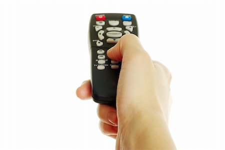 remote control in hand isolated on white background Stock Photo - Budget Royalty-Free & Subscription, Code: 400-04768122